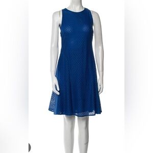 A-K-R-i-S  PUNTO Akris blue knit dress, sleeveless with eyelet lace